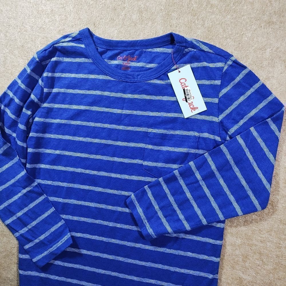 Cat & Jack Kids Blue Striped Long Sleeve Shirt -I
